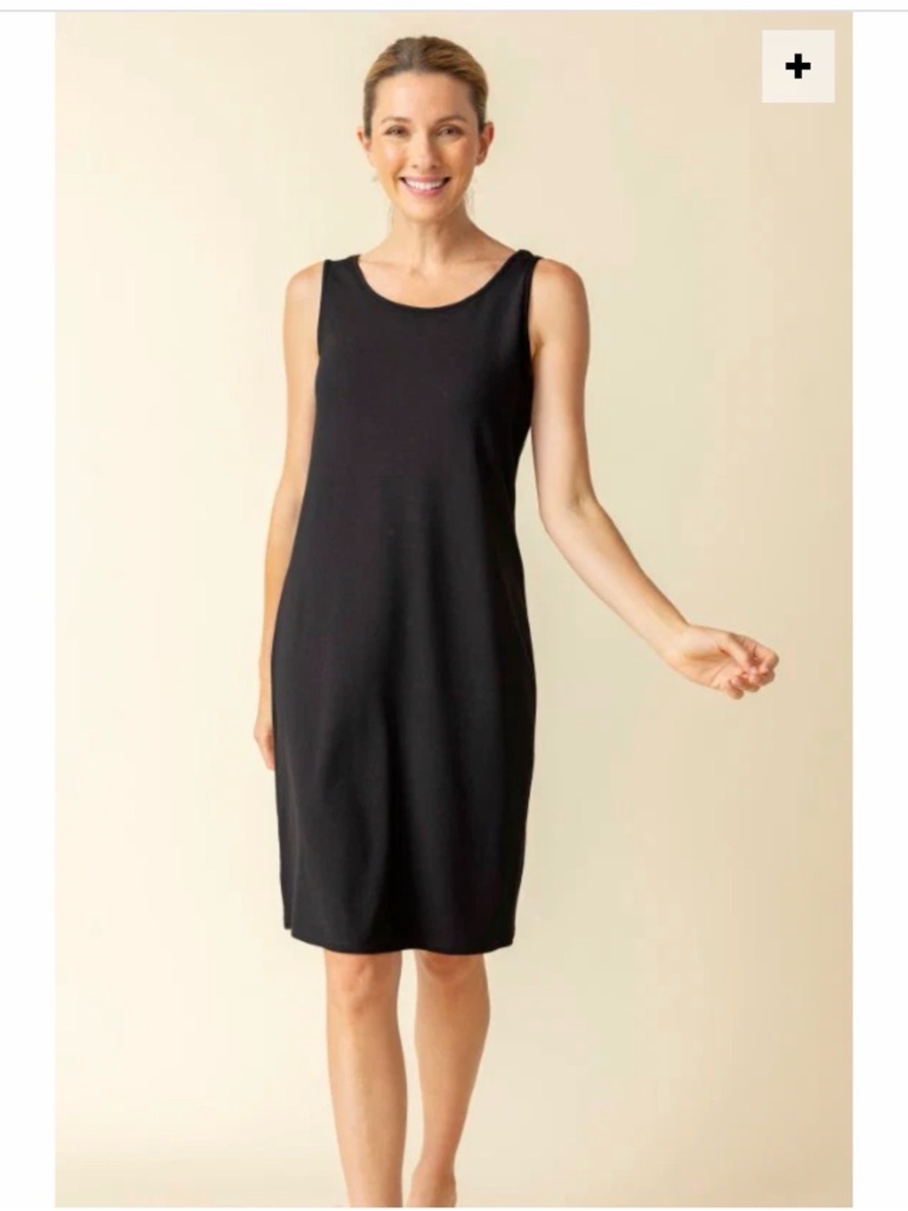 Boutique Habitat Core Travel Short Simple Sleeveless Black Shift Dress Sz L NWOT